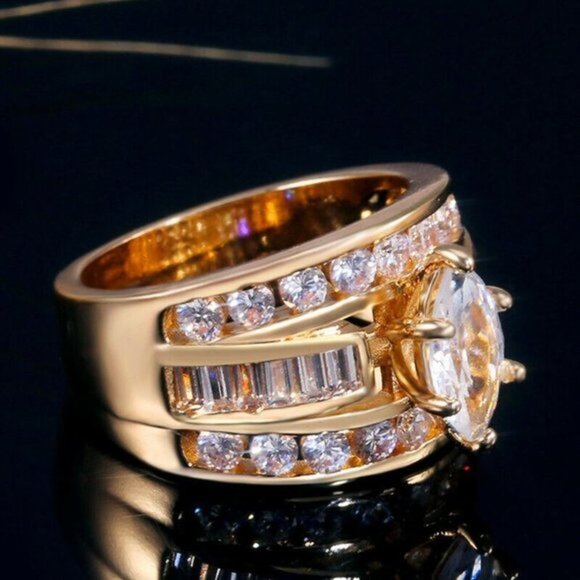 MARQUISE BRIDAL WEDDING  RING - Picture 2 of 4